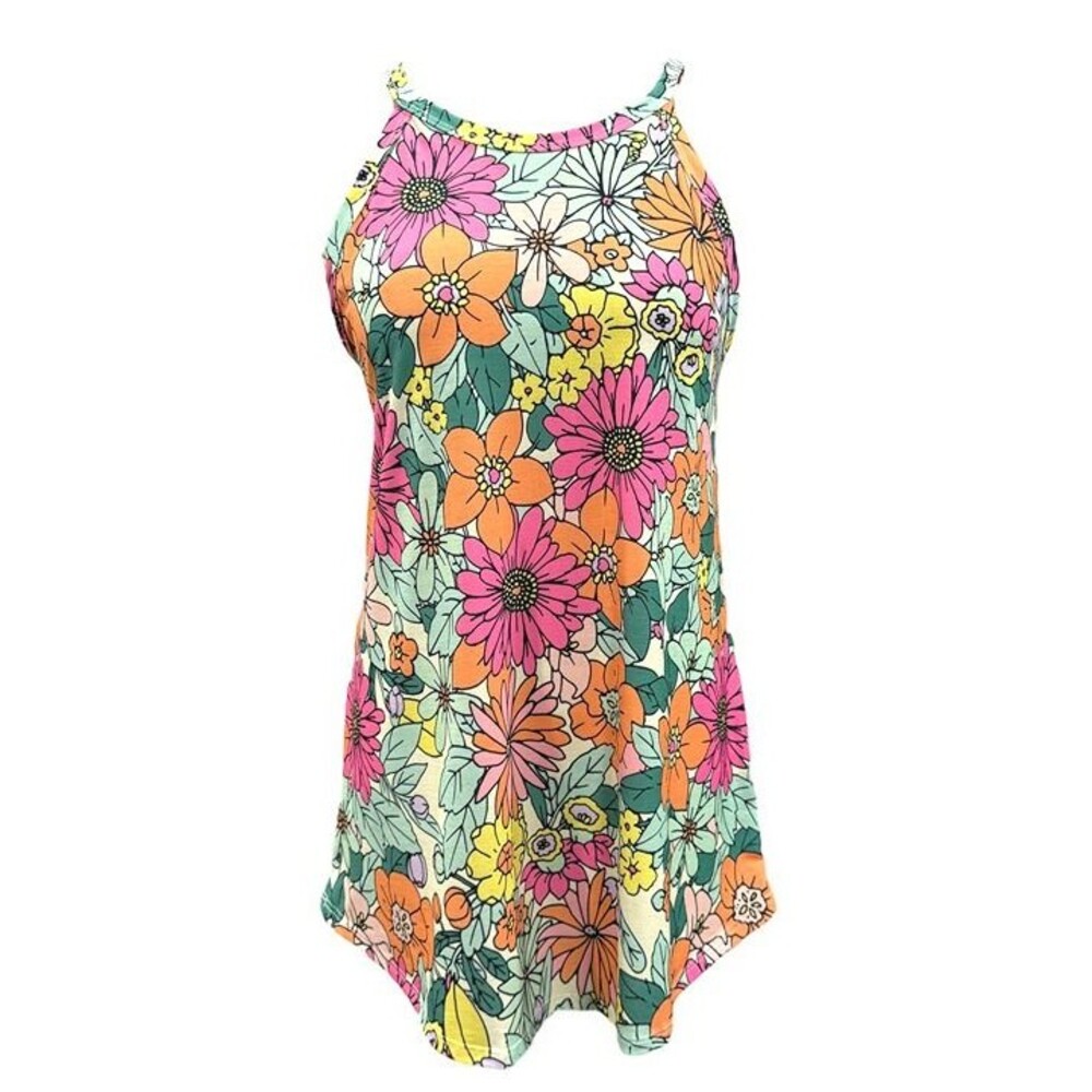 SMALL RETRO FLORAL HIGH NECK TANK-NWT